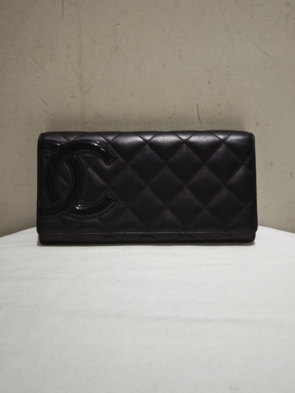 Chanel Cambon Series Black Quilted Lambskin Flap Long Wallet